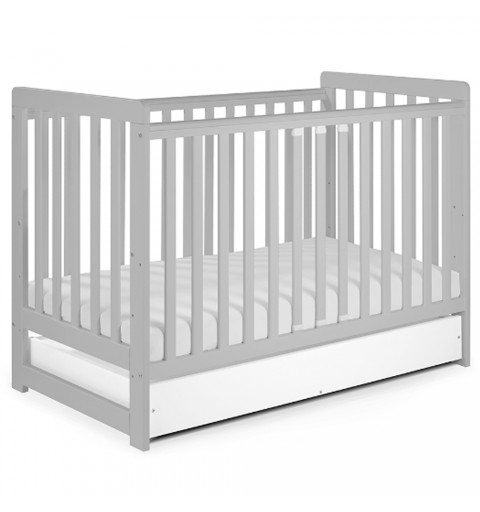 Tomi 22 - łóżeczko dziecięce z funkcją tapczanika i szufladą, drewniane 120x60 | Szary